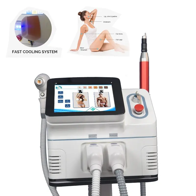 2 in 1 808 กําจัดขน 1200W Tattoo Removal Skin Rejuvenation Face Lifting Carbon Peeling เครื่องกําจัดขนผิวไวท์เทนนิ่งเครื่อง