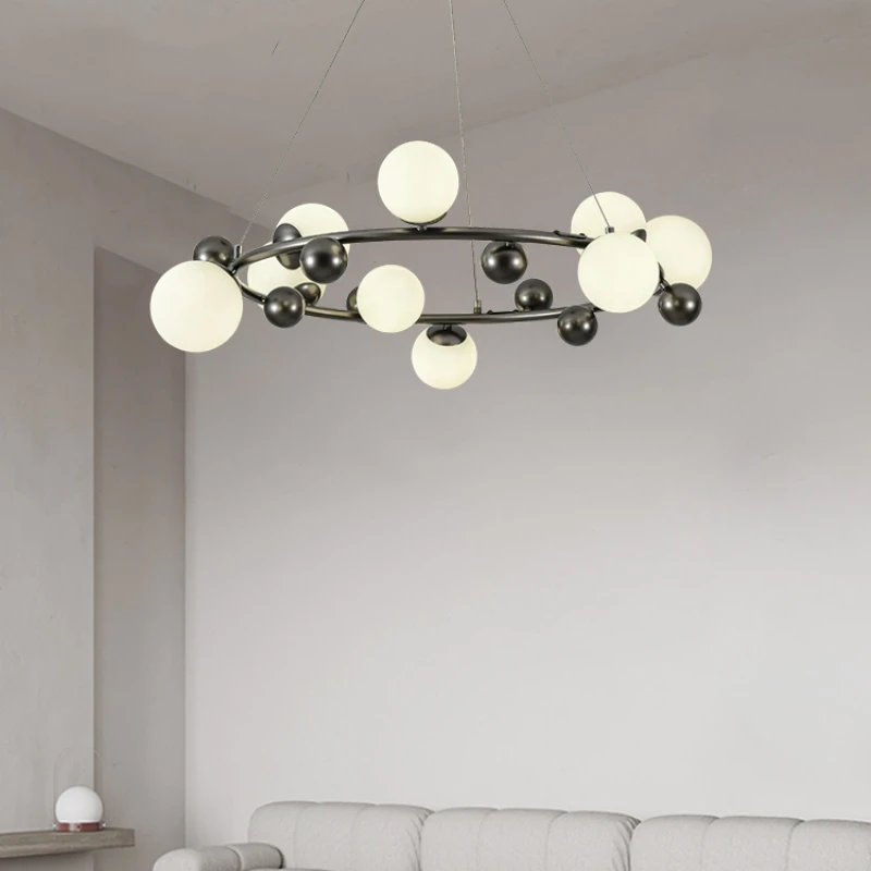 modern chandelier interior para salao black metal vidro branco sala de jantar quarto hall lampada de arame ajustavel dropshipping g9 01