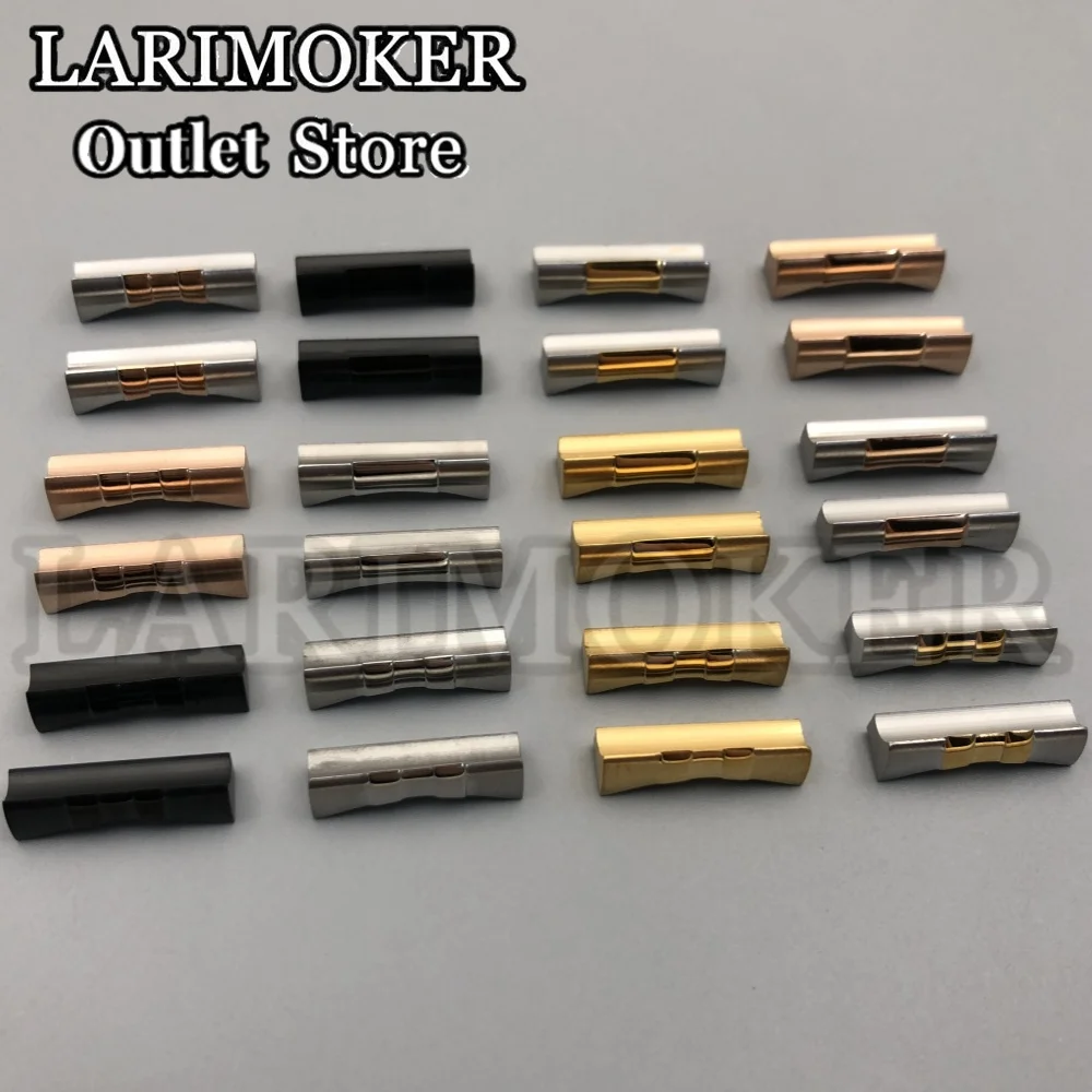 LARIMOKER End Links 20mm 2pcs Curved End Stainless Steel for Rubber Watch Band Seamless Connection Watchband Adapter