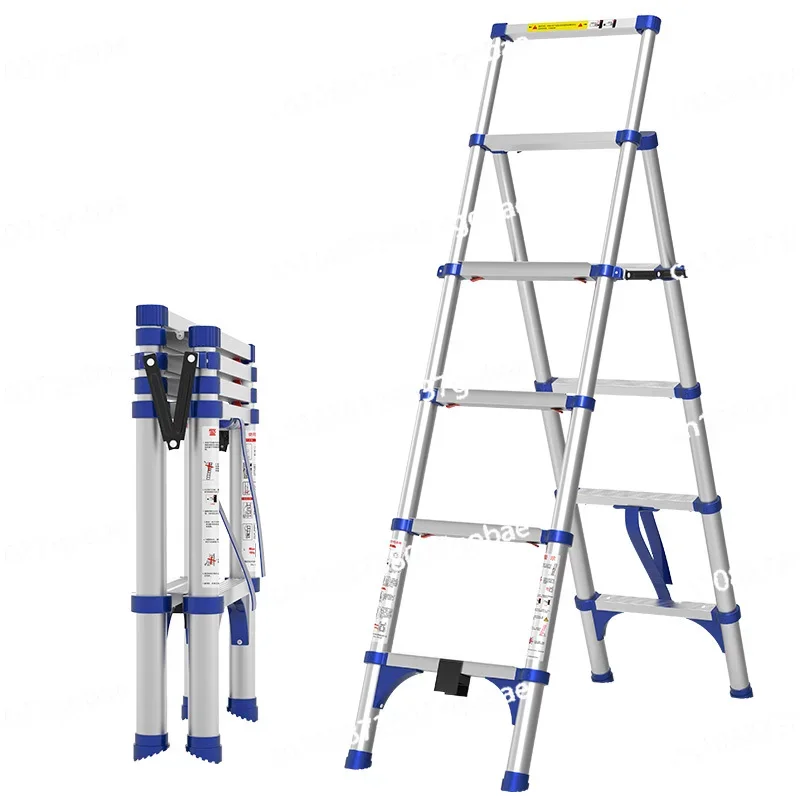 Ladder Household Collapsible Trestle Ladder Indoor Multi-Functional Aluminum Alloy Lifting