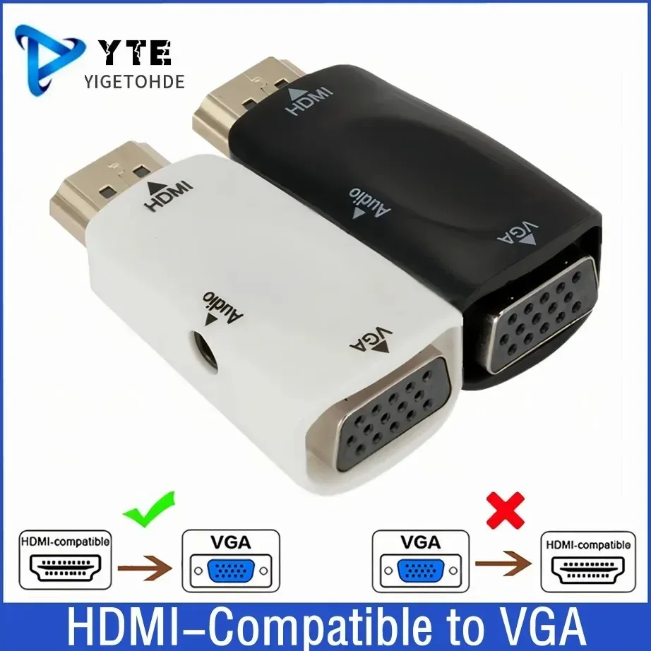 

HDMI-compatible to VGA Adapter Video Converter With 3.5Mm Audio Cable HD 1080P Male to Female Adapter For PC Laptop To Display