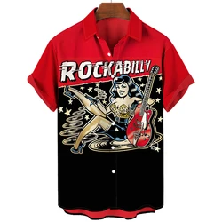 Vintage Hawaiian Shirts For Men Women Hip Hop Rocker Printed Rockabilly Fashion Shirt Short Sleeve Summer Oversized Male Blouse