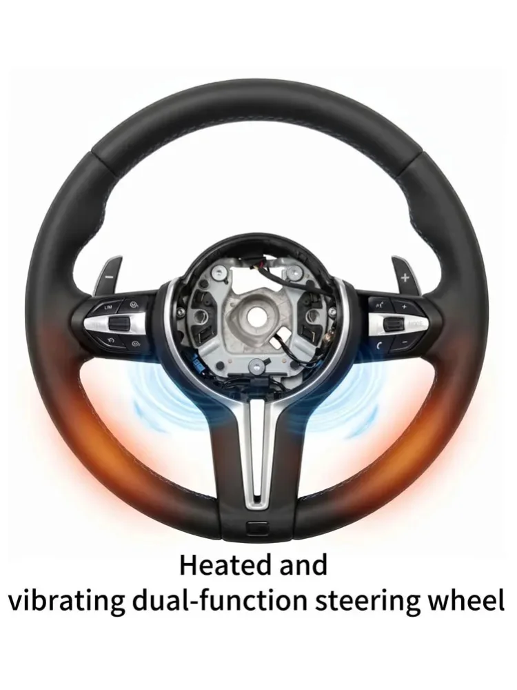 Mit Heizung und Vibration, Lederlenkrad mit Spurhaltefunktion, haptisches Lenkrad für BMW F20 F21 F30 F80 F82 M3 M4 X3 X5 X6 M4 320i M Sport 360 °   Vollumrandetes beheiztes Lenkrad