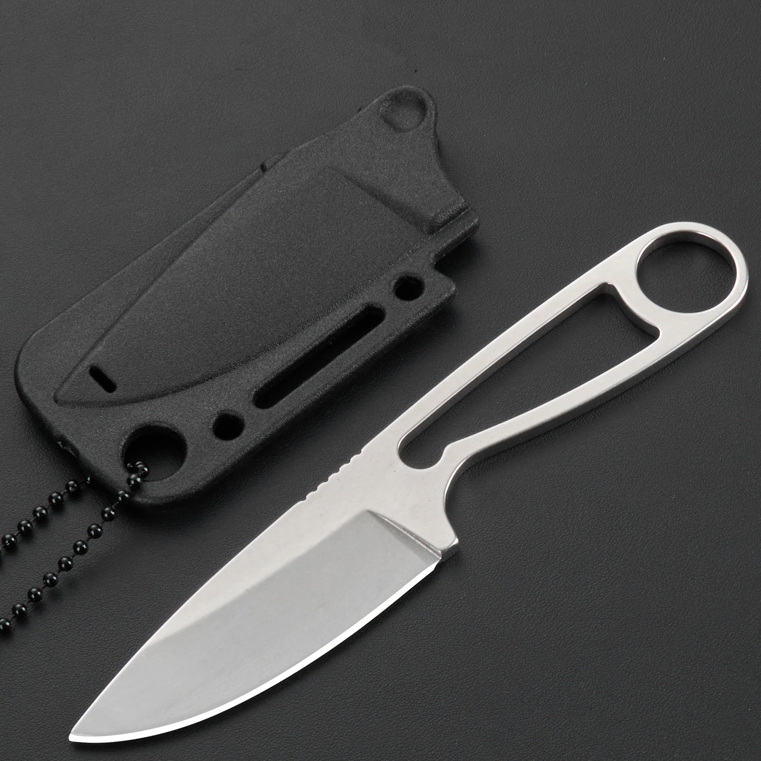 Outdoor Camping Fixed Blade Knife,Hollow-out Design,High Hardness & Durable,for Hiking,Trekking,BBQ,Fishing and Collectible Gift