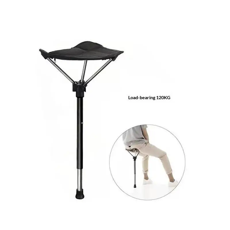 

^Folding Chair Collapsible Chair Retractable Walking Aid Crutch Stool Adjustable Hiking Chair For Outdoor Hiking Picnic Travel