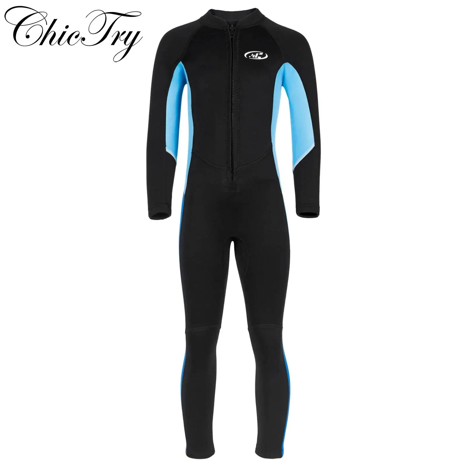 

Boys Girls Neoprene One-piece Swimsuit Long Sleeves Wet Suit Color Contrast Swimwear in Cold Water for Swimming Surfing Diving