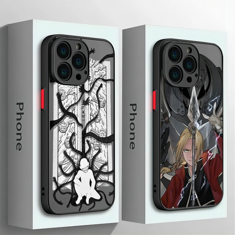 Anime Fullmetal Alchemist Phone Case For iPhone 15 14 13 12 11 Mini Pro Max X XR XSMax 7 8 Plus Matte Transparent Back Cover