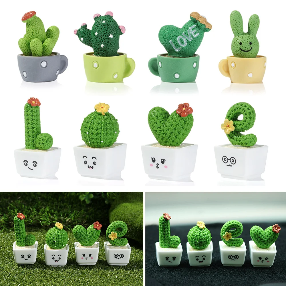 Supplies Mini Sculpture Decoration Crafts Micro Ornaments Cactus Miniatures Micro Landscape Figurine Cactus Flower Figurines