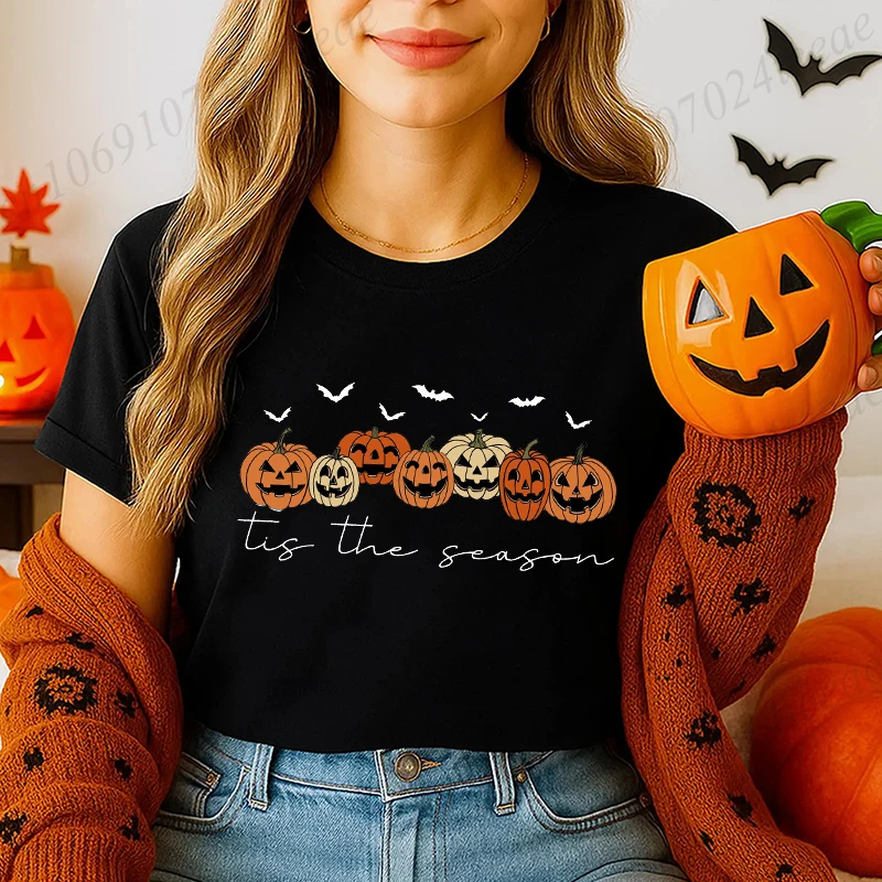 

Cute Pumpkin Shirt, T Is The Season Ghost Pumpkin T-Shirts, Womens Halloween Shirt, Spooky Season Lover Gift, Fall Graphic Tee