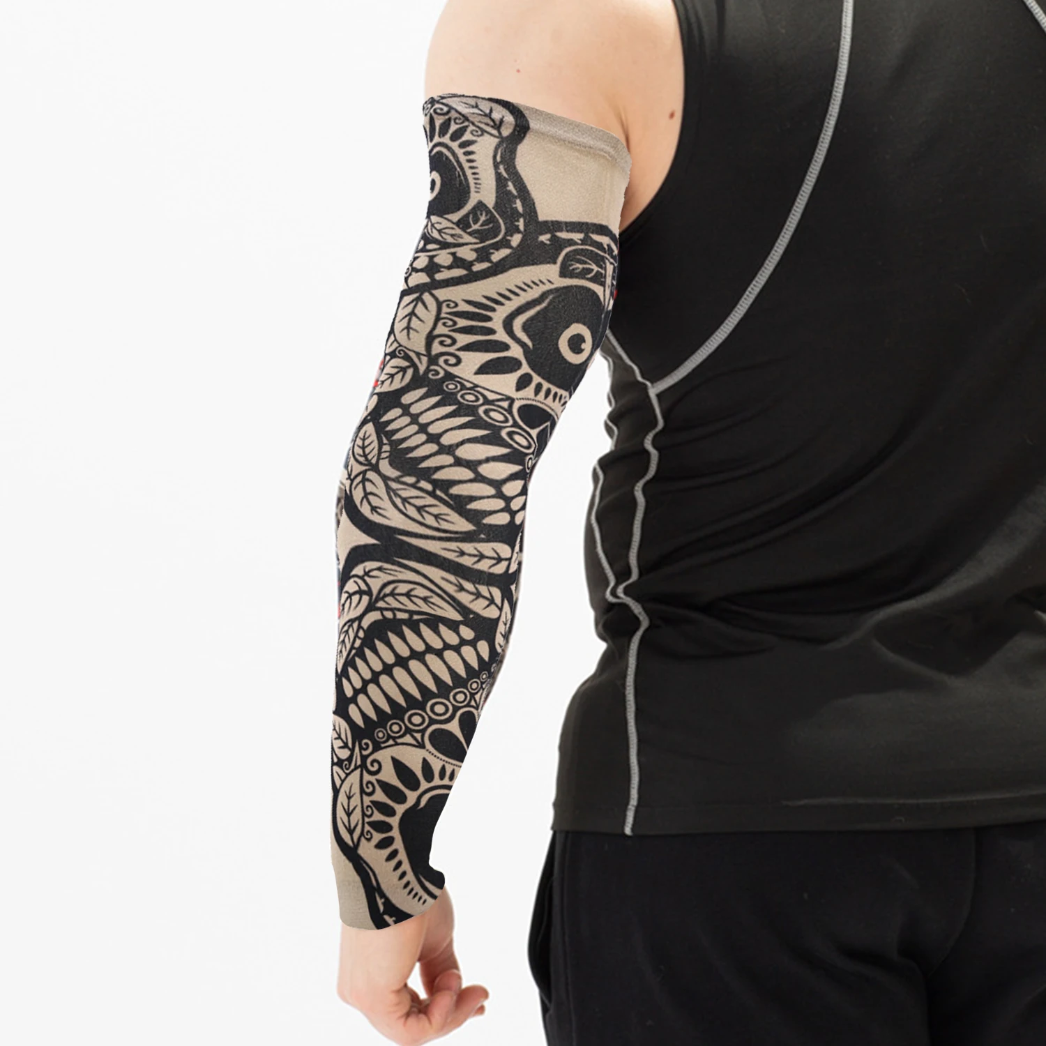 Mangas de brazo de flores para tatuaje, manguito de hielo de enfriamiento de verano, protección solar elástica, calentador de brazos, protección