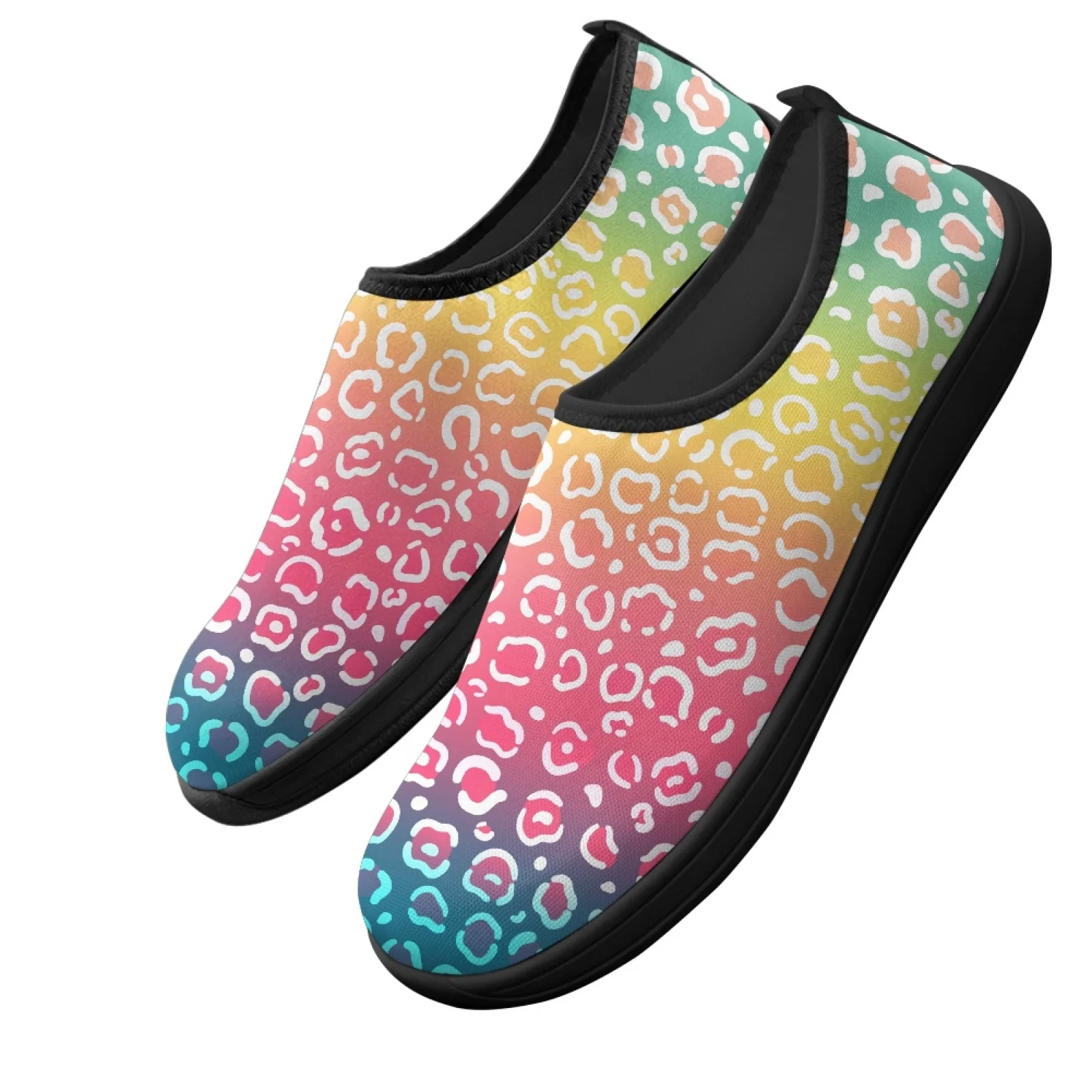 PENSTROLL Gradient Leopard Print Pouch Lightweight Sports Shoes Casual Running Shoes for Summer Slip On Athletic Shoes