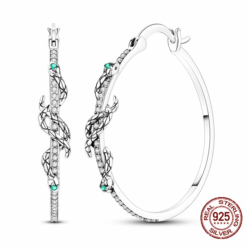 

Hot Selling 925 Sterling Silver Hoop Twin Serpents Earrings for Women Pretty Wedding Holiday Jewelry Gifts