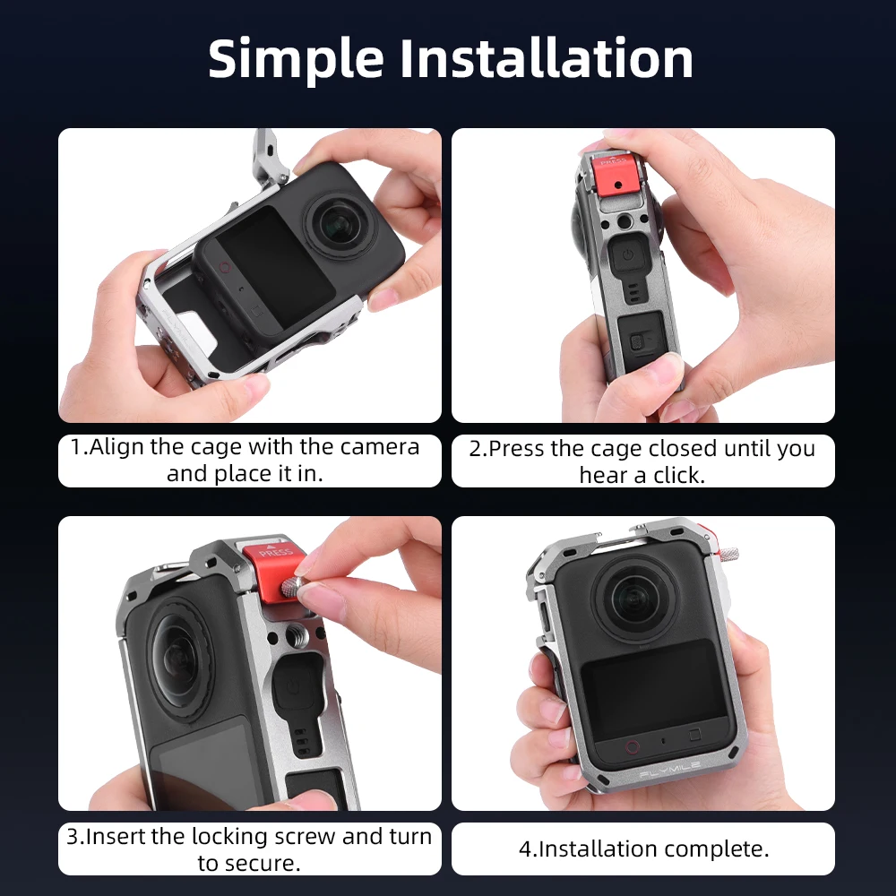 Kamerakäfig, Metall-Schutzrahmen für DJI Osmo 360 2 II, Aluminium-Erweiterungskoffer, Objektivabdeckung, Kaltfuß, 1/4-Gewinde, Zubehör – Detail 10