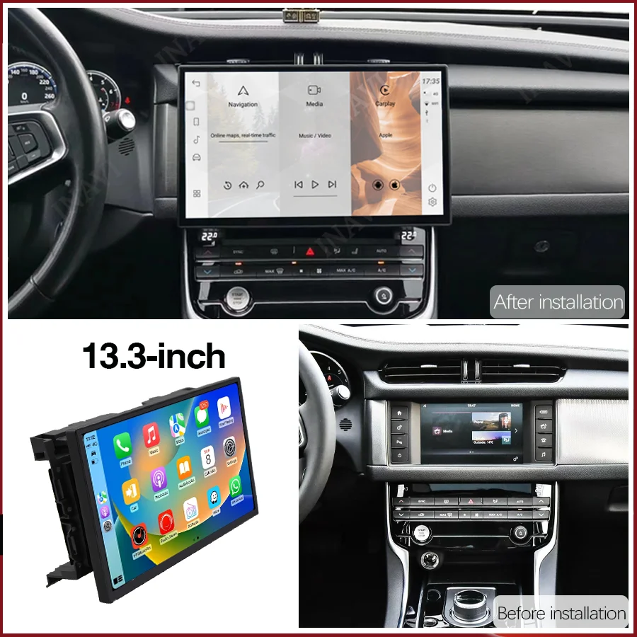 13.3 inch Radio Carplay Android For 2016-2019 Jaguar XFL/X260 Smart Navigate Screen Multimedia Player Retains OEM Menu