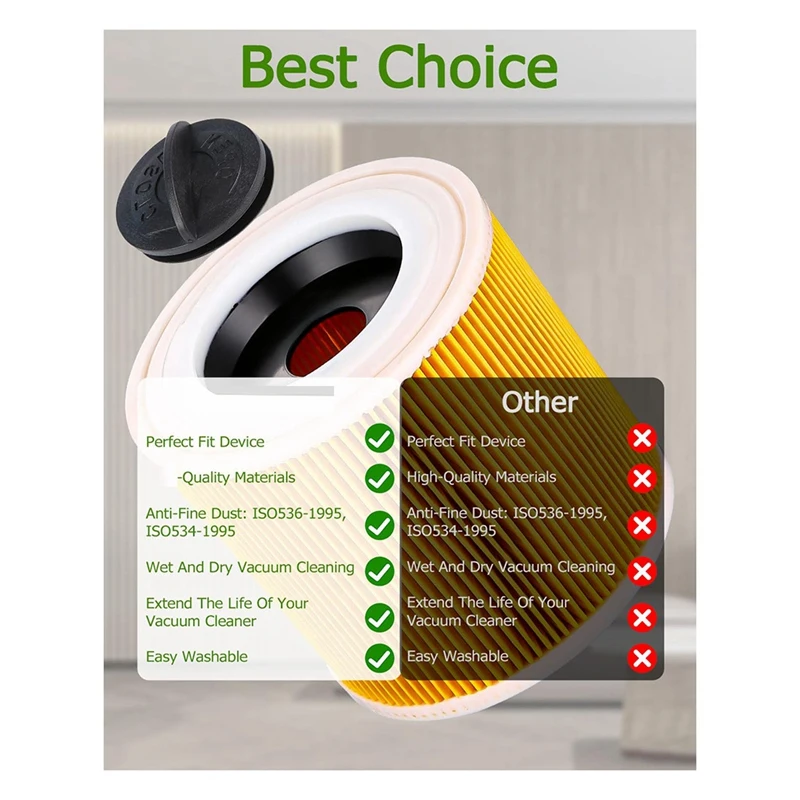 Karcher Aspirador Cartucho Filtro, Kit de extensão, contra poeira fina, Prêmio, WD2, WD3, WD1, MV3, MV2, WD 3 P, 2pcs