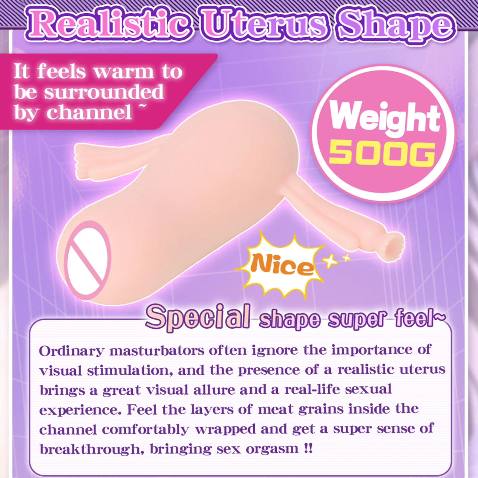 Artificial Vagina Real Uterus Male Masturbator Cup Anime Pocket Pussy Adult Supplies Erotic Womb Model Sex Toys for Men 18+ 6