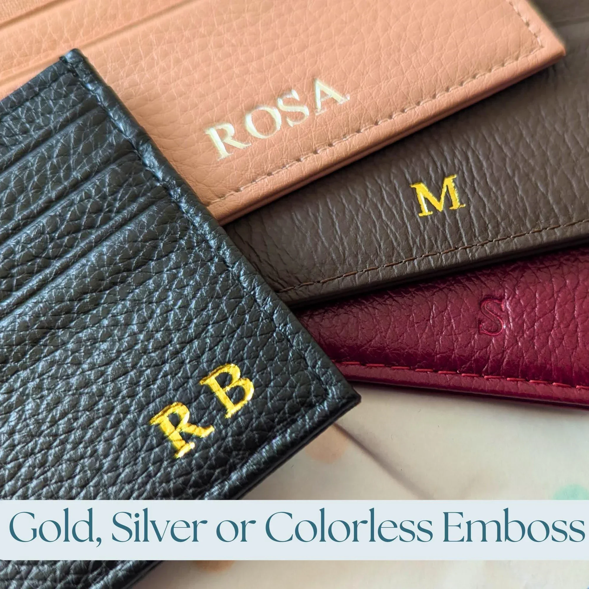 اسم مخصص حامل بطاقات جلدية مميزة حرف واحد فقط - محفظة بطاقات الائتمان المخصصة للأولاد هدية جلدية رفيعة مثالية له