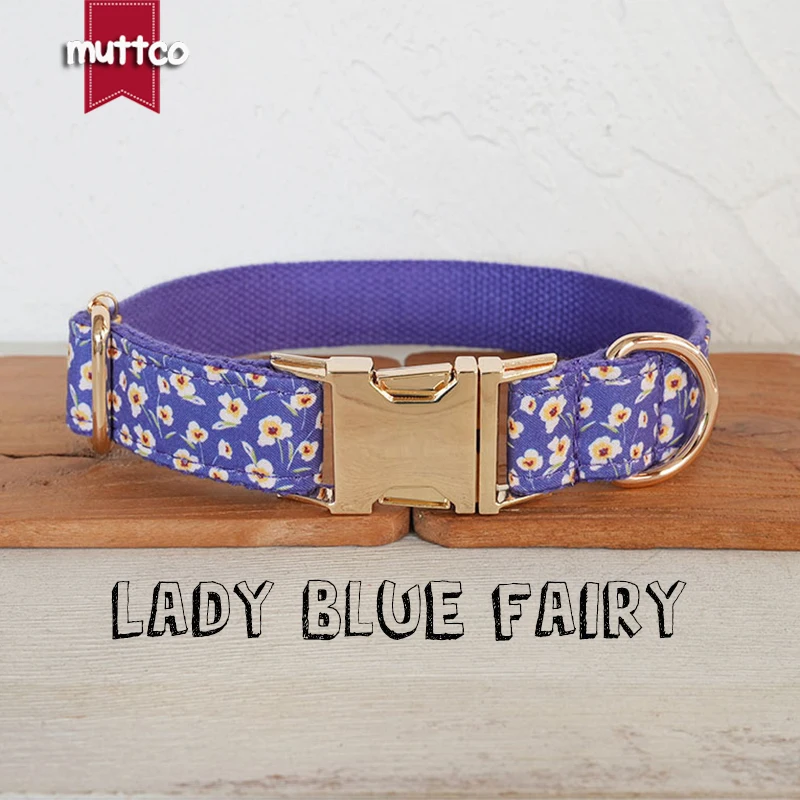 MUTTCO this purple floral pet collar LADY BLUE FAIRY showcases the vibrancy of spring UDC173