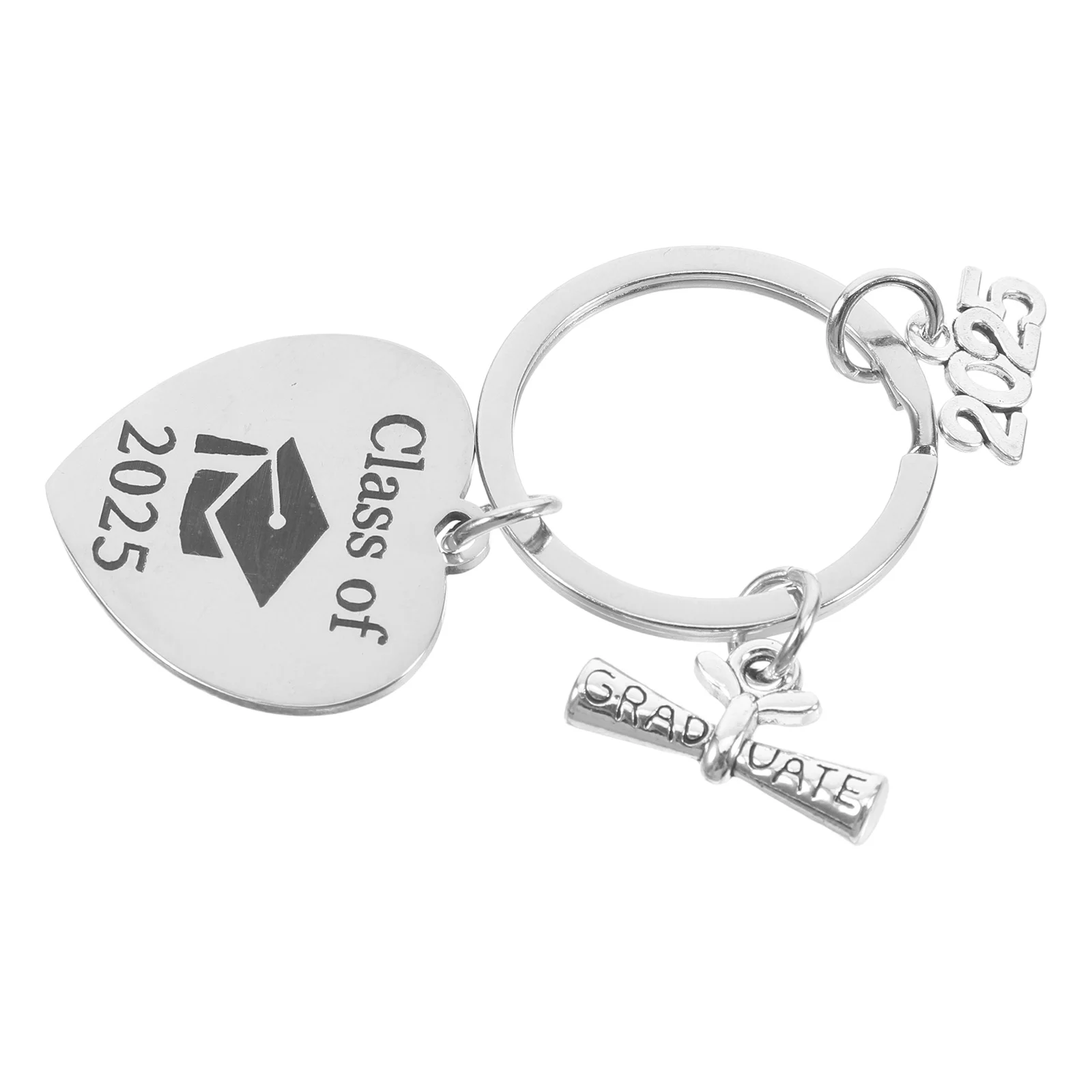 Stainless Steel Graduation Season Keychain Elegant Design 2025 Class Keepsake Novelty Keychains Inspirational Gift