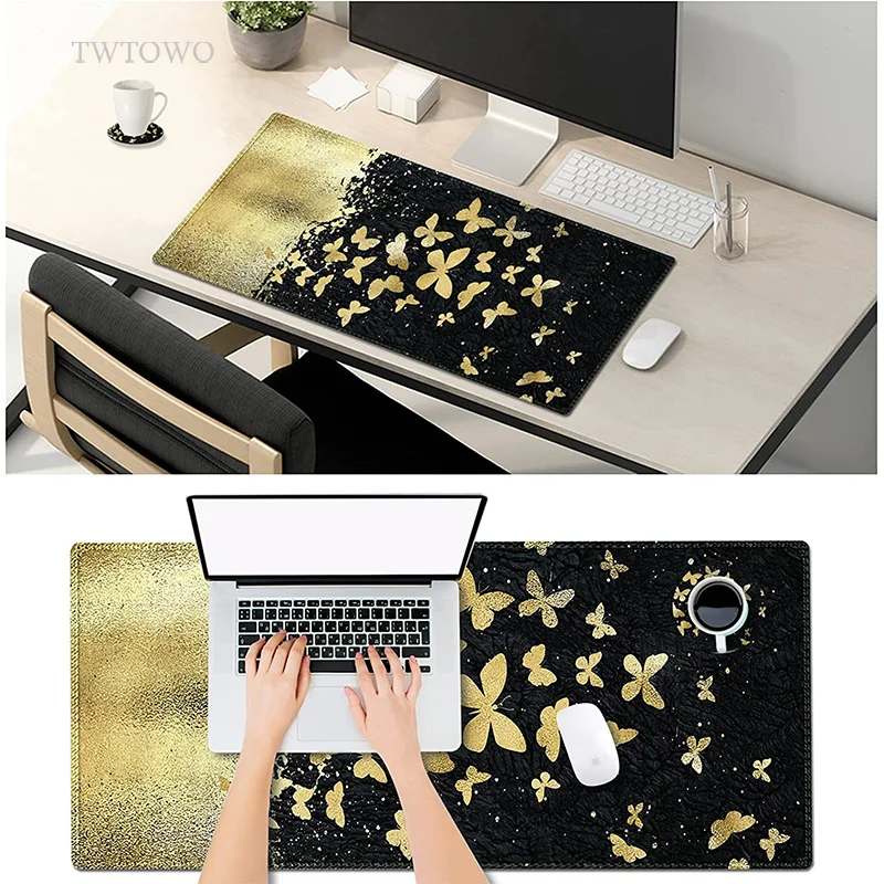 Golden Butterfly Mouse Pad Gamer XL Home Computer Mousepad XXL Desk Mats Office Non-Slip Soft Laptop Mice Pad Desktop Mouse Pad