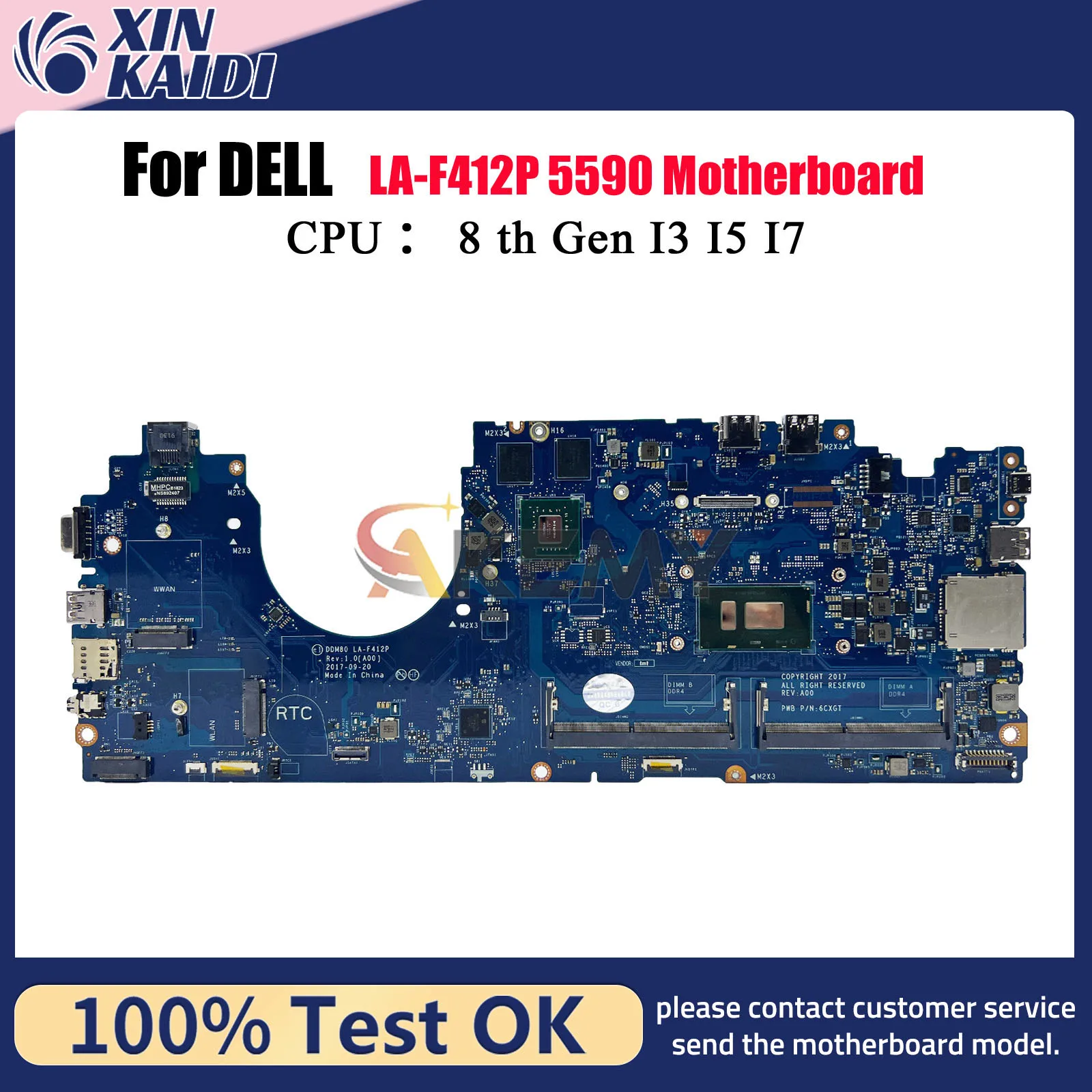 

Материнская плата для ноутбука Dell Latitude 5590 LA-F412P с процессором I5 I7 8th MX130 DDR4 CN-0P50J0 0630XH, 100% полностью протестирована