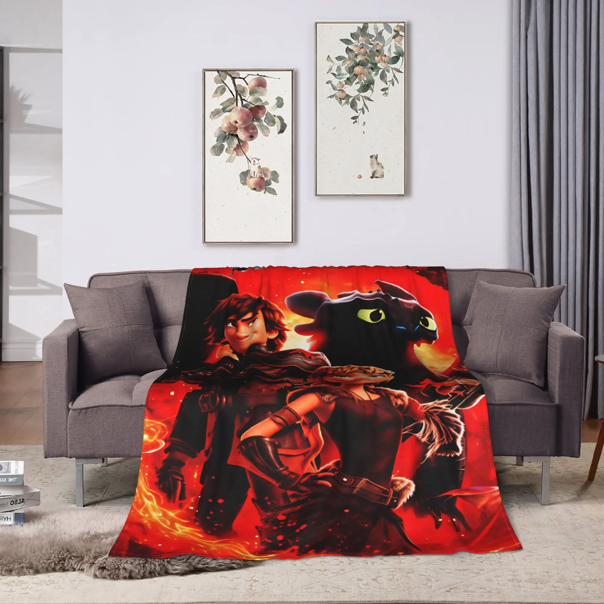 Warm Blanket Travel H-How To TT-rain Your Dragon Throw Blanket  Flannel Bedspread For Couch Bed Print Sofa Bed Cover