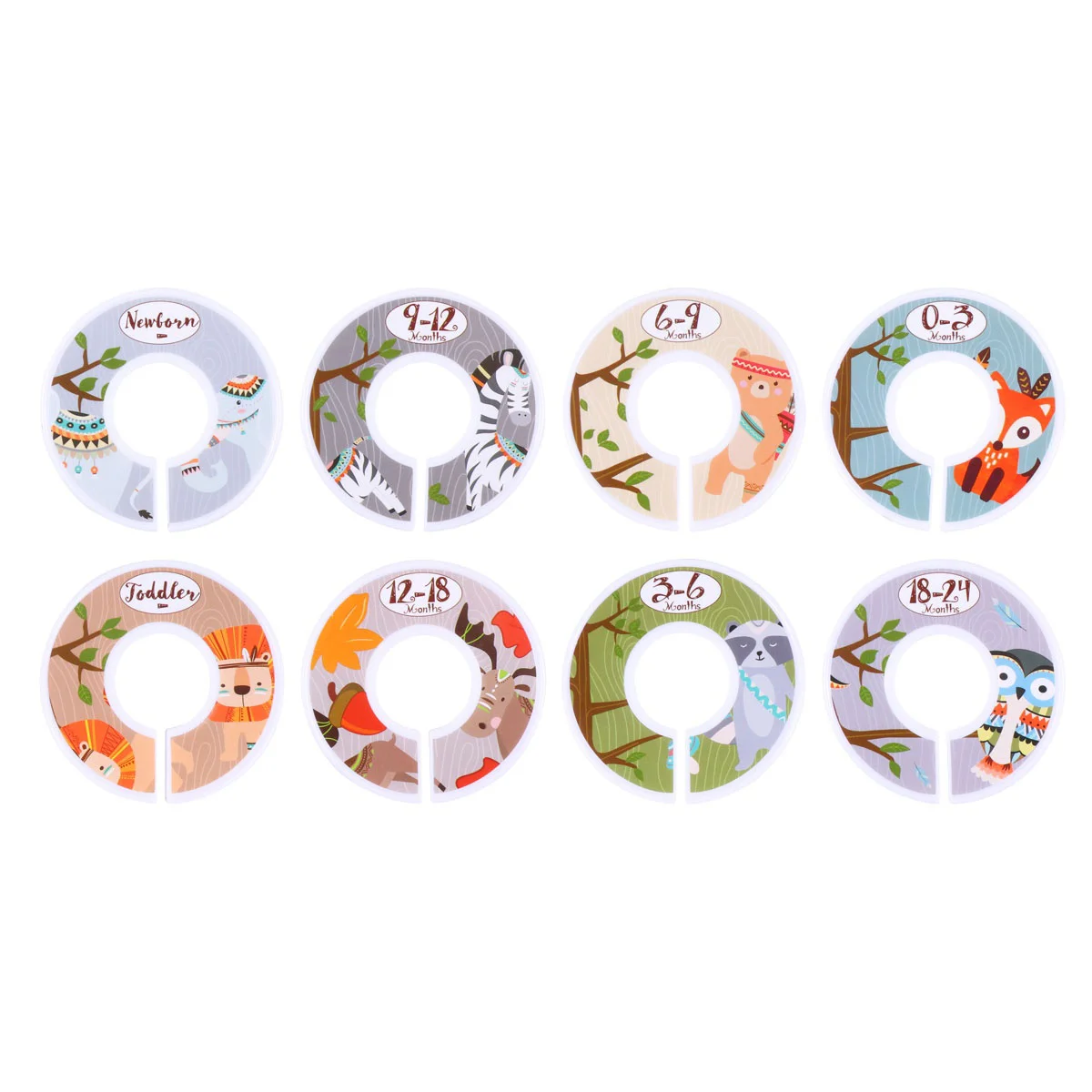 

8 Pcs Animal Pattern Garment Size Clothes Dividers Buckles Marking Ring Clothing Separation Circle Double Sided