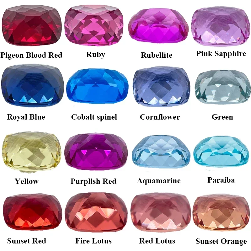 

L-Lab Grown Sapphire Ruby Paraiba Padparadscha Cobalt Spinel Rectangle Cushion Cut Beads for Diy Jewelry Making with Certificate