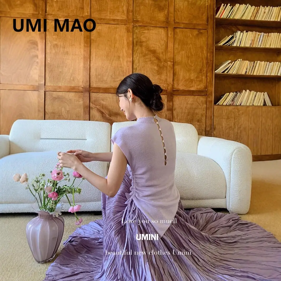 

UMI MAO Top Femme New Spring Style Exquisite And Beautiful 6% Wool Hollow Natural Shell Button Sweater For Women