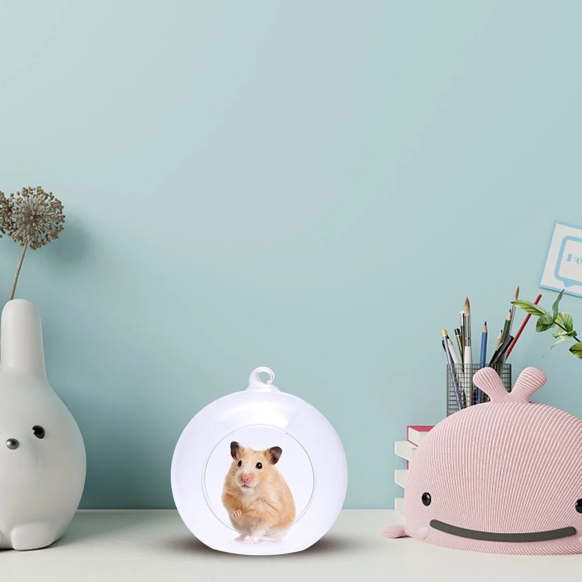 

Glass Hamster Nest Round Sleeping Box Hanging Hook Cool Comfortable Summer House Large Entrance Pet Glass Nest Swing