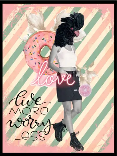 Metal plaque vintage retro style Live More Worry Less Classic tin door sign