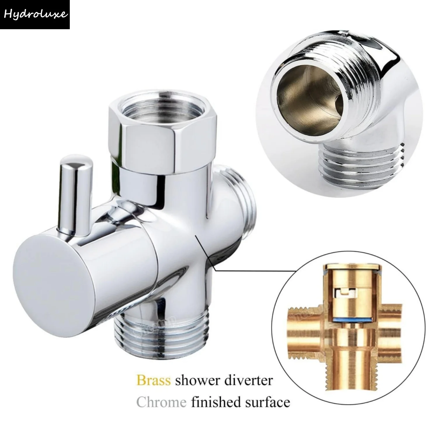 

G1/2in 3Way Diverter Valve T-Adapter Converter Brass Valve Bathroom Shower Faucet Water Splitter For Shower Faucet Head