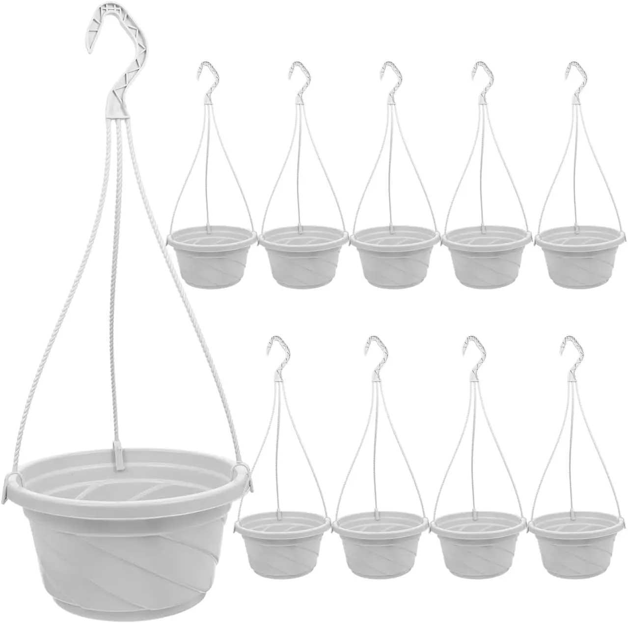 

10 Pcs Plastic Hanging Planter Pots 6.7 Inch Round Hanging Basket with Hook Small Flower Plant Pots for Outdoor Indoor B