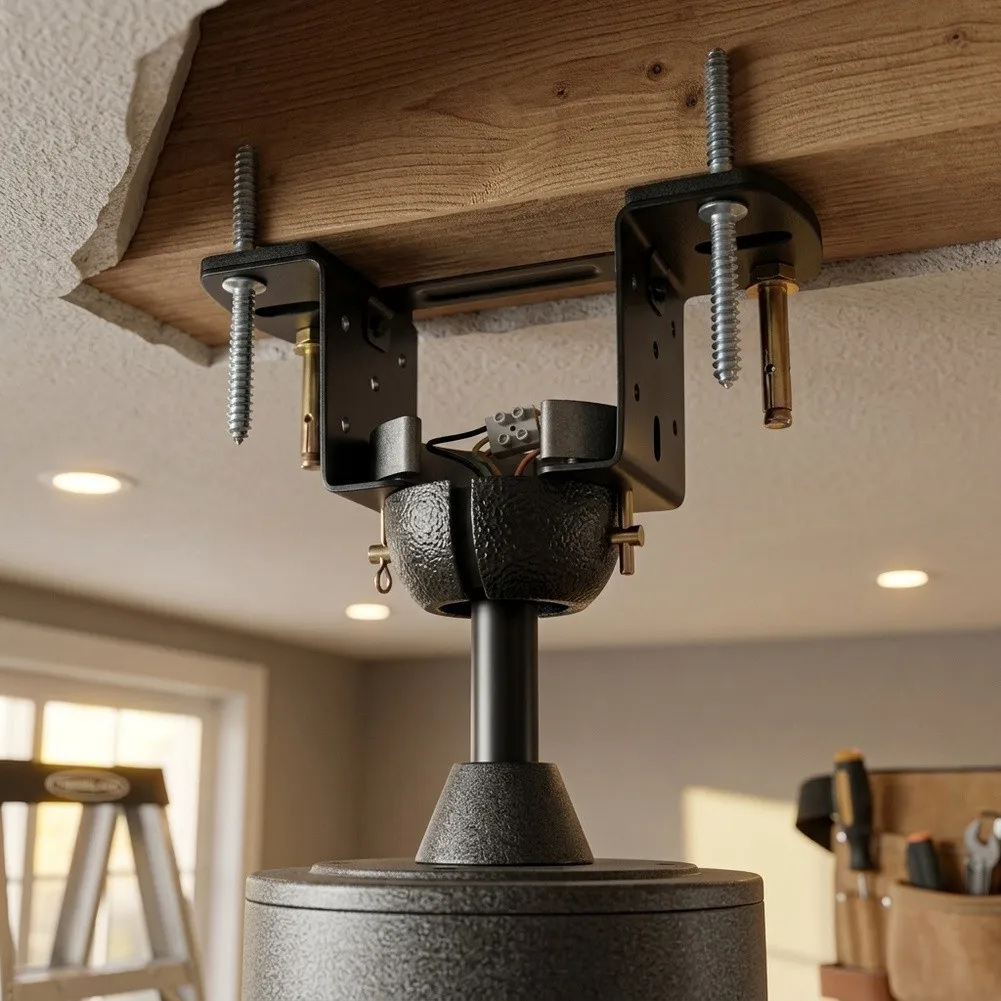 Low Slope Adapter Ceiling Fan Bracket For Peaceful Sleep 1 Inch Downrod Fit Wood And Concrete Screws Seamless Motor Support