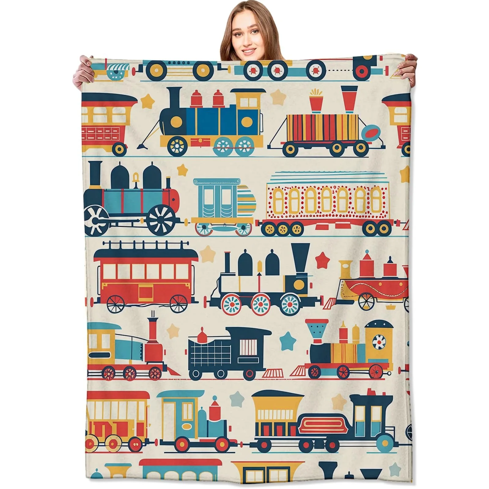 Flannel Blanket Steam Train Pattern Personalized Blanket Digital Printing Blanket Manufacturer Wholesale Gift Gift