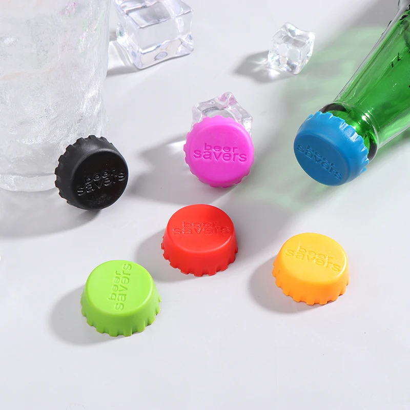 6Pcs/lot Mix-colored Silicone Beer Bottle Cap 2.8cm Wine Stopper Vinegar Soy Corktail Lid Bottle Cover Good Seal Kitchen Gadgets