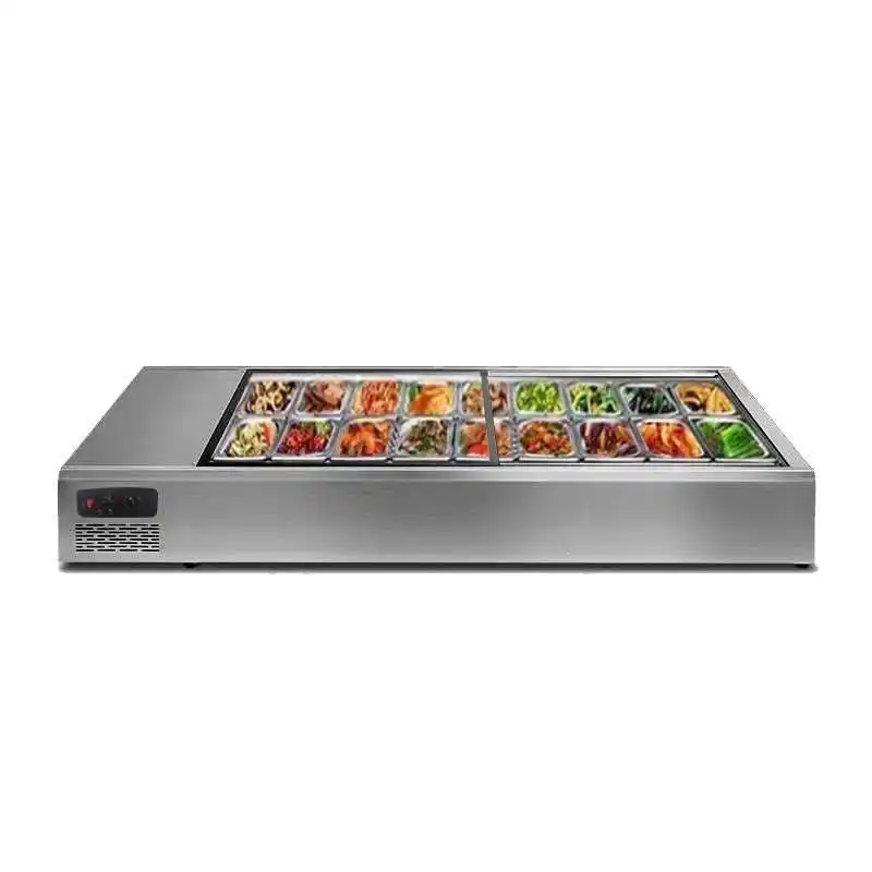 Small desktop fruit fishing refrigerated display cabinet movable stall countertop commercial side dish refrigerator