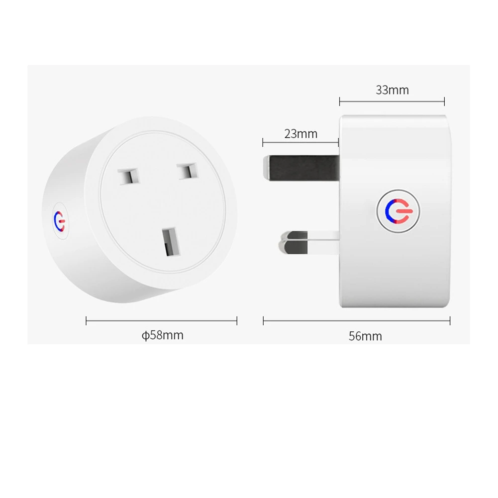ABLN-1 Pcs 20A Tuya Smart Socket White Wifi 3Pin Adapter Home For Alexa Voice Control With Energy Monitoring Timer Function UK P