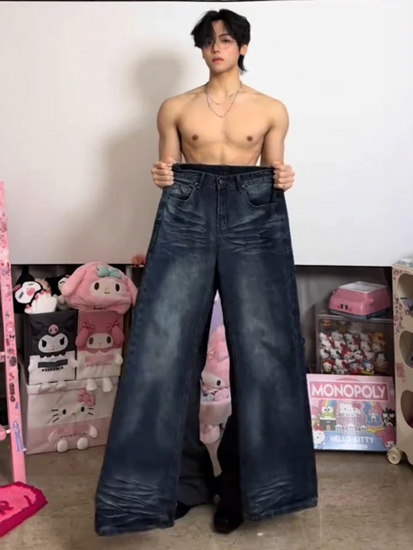 الأمريكية Waed الجينز الرجال الصيف ثنى سليم مستقيم الساق الطابق طول السراويل عالية الخصر السراويل الطويلة