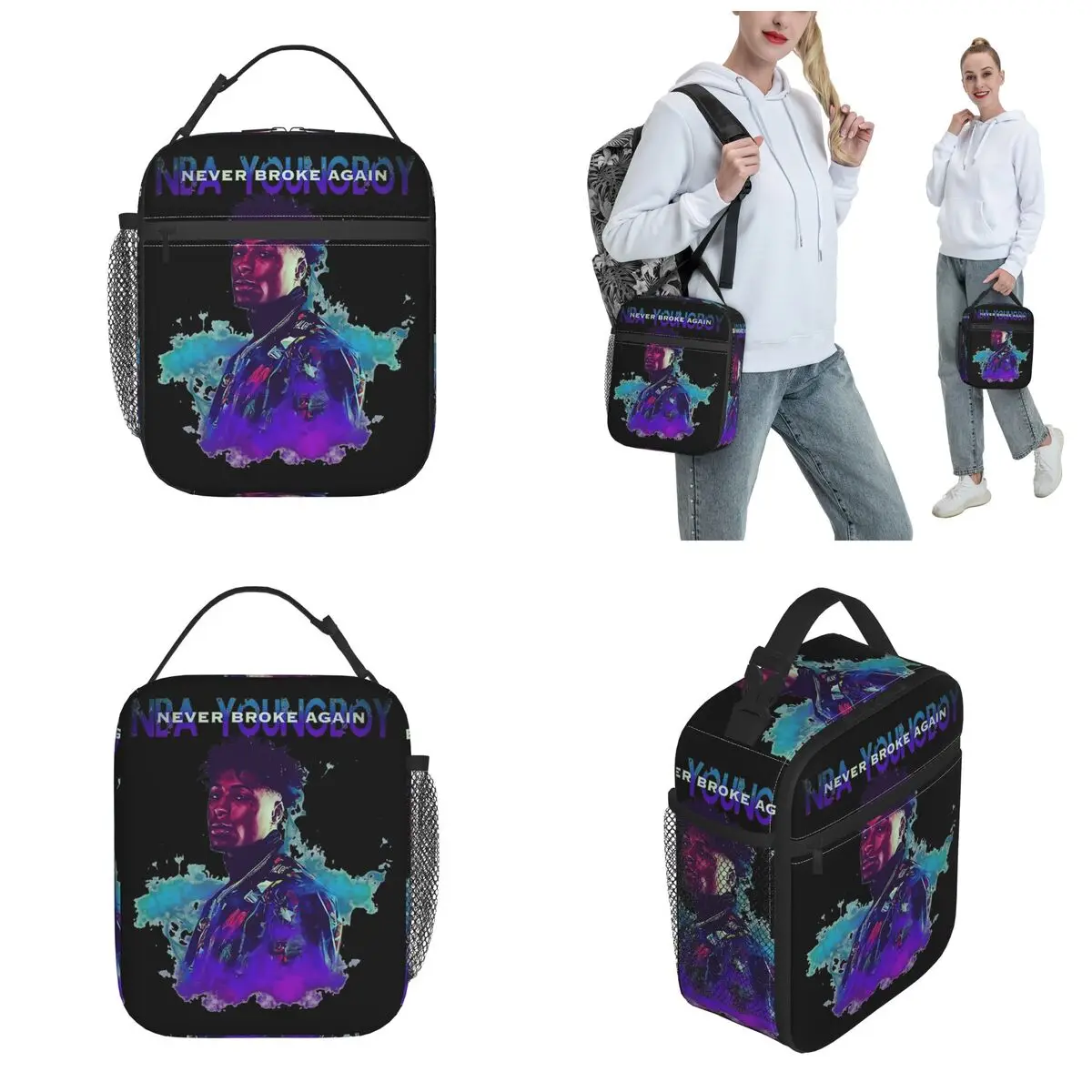 Never Broke Again Youngboy Thermal Insulated Lunch Bags for Picnic Portable Food Bag Cooler Thermal Lunch Boxes