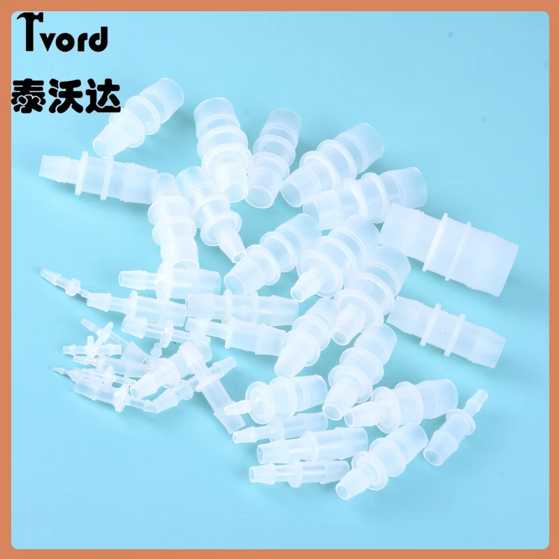 1.6-25mm Plastic Silicone Tube Straight Pipe Fitting Small size Pagoda Barb Coupling Reducing Straight Fish Tank PP Insert Hose