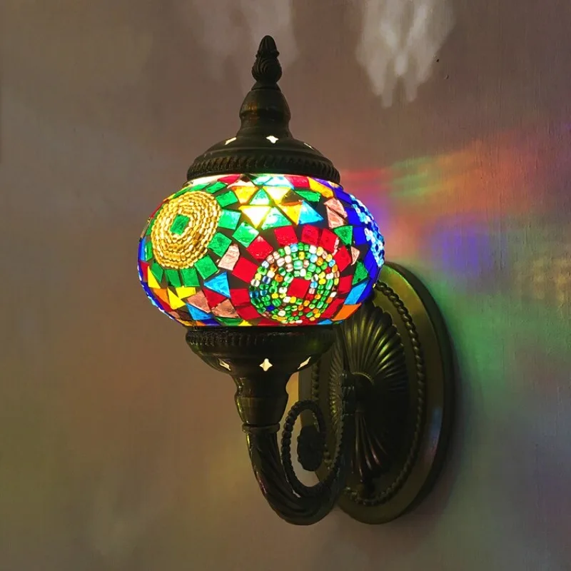 New Style Turkey Ethnic Customs Wall Lamps Handmade Glass Wall Sconces Romantic Cafe Restaurant Decoration Illumination Fixtures