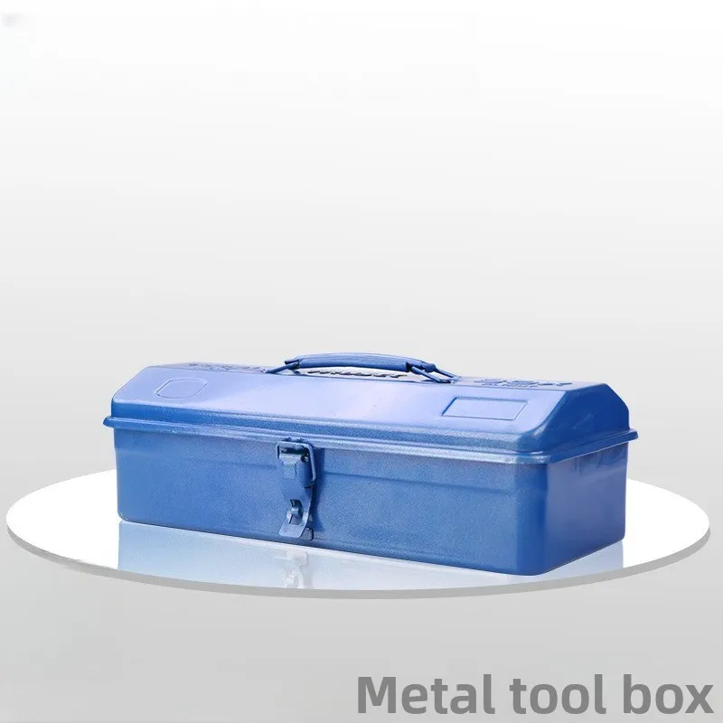 Portable Handheld Iron Toolbox 350mm Single Layer Multi Compartment Metal Storage Box for Hardware Tools