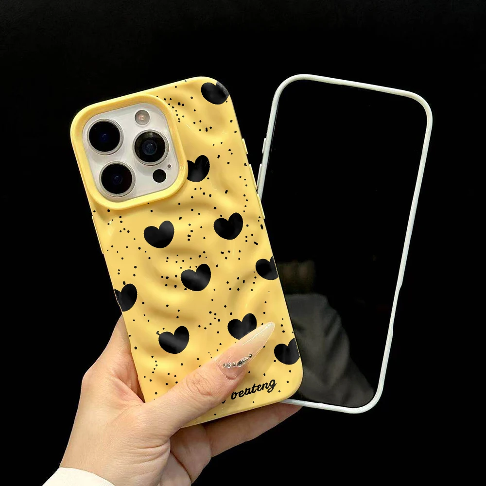 Koreanisches Polka-Dots-INS-Muster Handyhülle für iPhone 17 16 15 14 13 12 11 Pro Max 14 Plus 17Air Falten-Wellen-Soft-Silikon-Cover – Detail 6