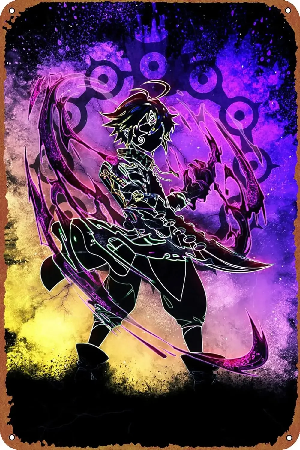 ملصق أنيمي من Meliodas ، سبع خطايا مميتة ، لوحة معدنية ، علامة قصدير ، معدن عتيق ، حانة ، نادي ، مقهى ، بار ، منزل ، ديكور جدار فني ، ص #1