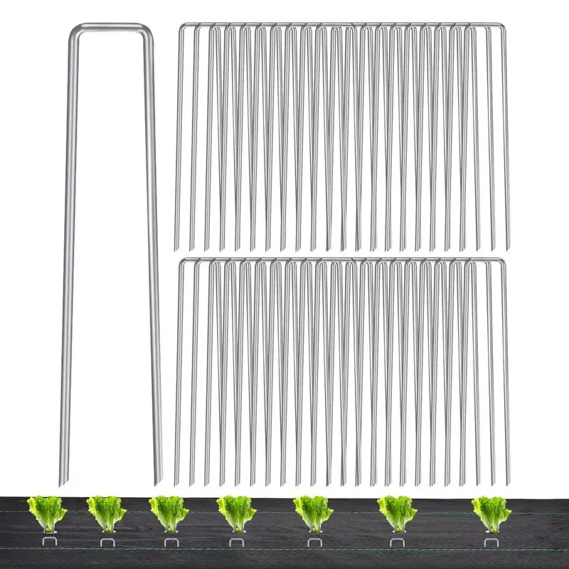 

U Stakes For Ground Landscape Fabric Stakes Galvanized Bevel Tip Steel Wire Gardening Grass-proof Cloth Ground Sheets Pegs