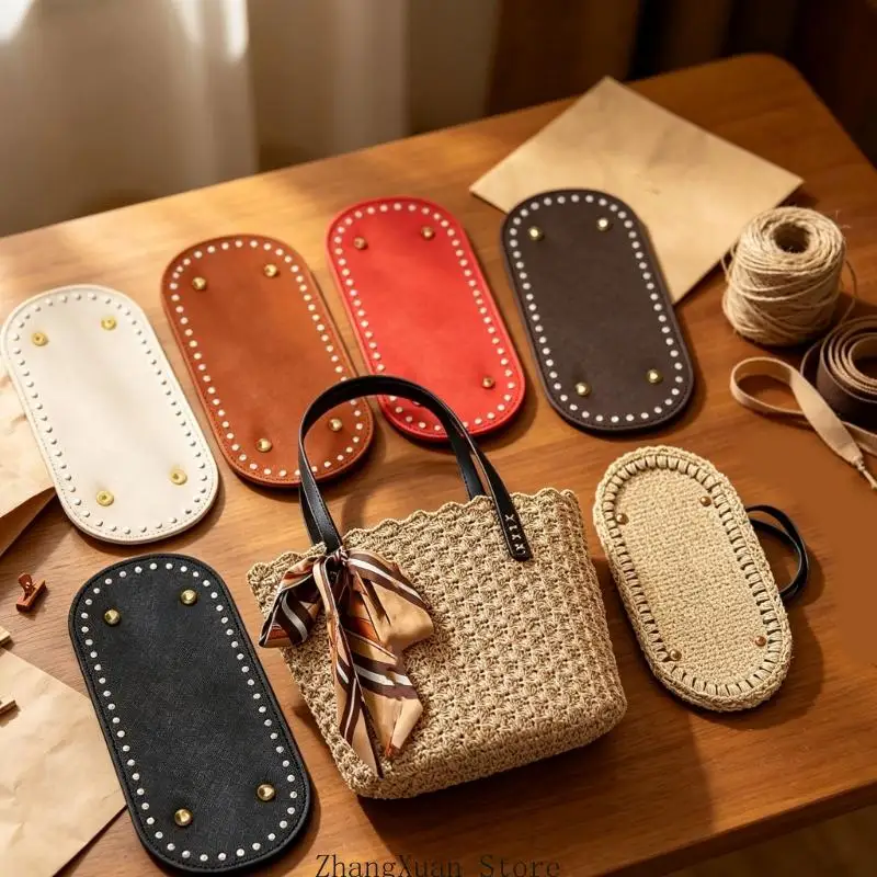 Taschenböden aus PU-Leder, elliptische Form, Taschenbodeneinsätze mit Loch, 5er-Set, 3XUF – Detail 9