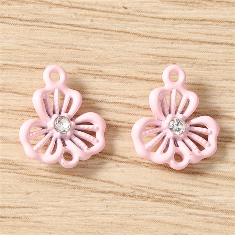 5 Stück Niedliche Bunte Kristall-Metall-Blumenanhänger Passend für Halsketten, Ohrringe, Armbänder, DIY-Bastelzubehör für Schmuckherstellung – Detail 16
