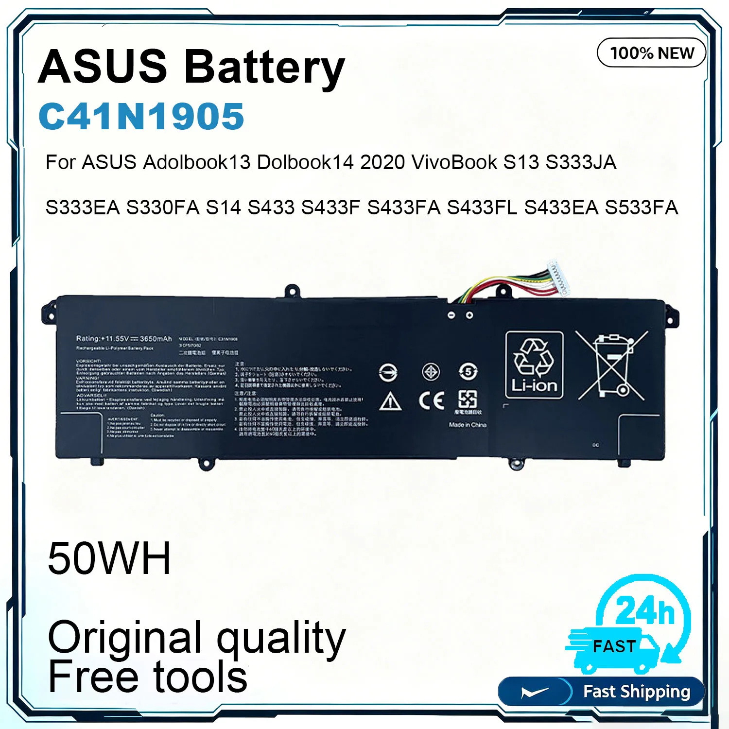 New C31N1905 Laptop Battery ASUS ZenBook 14 UM431DA UX431FA UX431FL UX431FN S431FA  Adolbook adol14z adol14flc S4600F S5600F