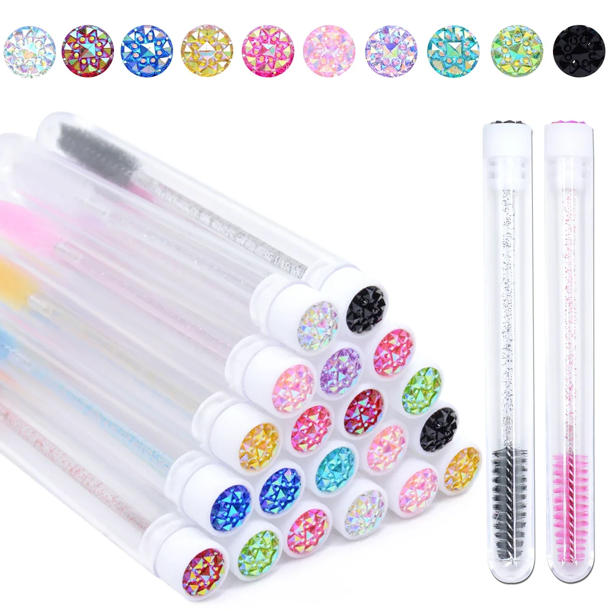 20 قطعة أنابيب فرشاة الرموش مع كريستال لاش عصي الماسكارا الحاجب مشط Spoolies الحاويات لاش فرشاة تطبيق أدوات ماكياج #5